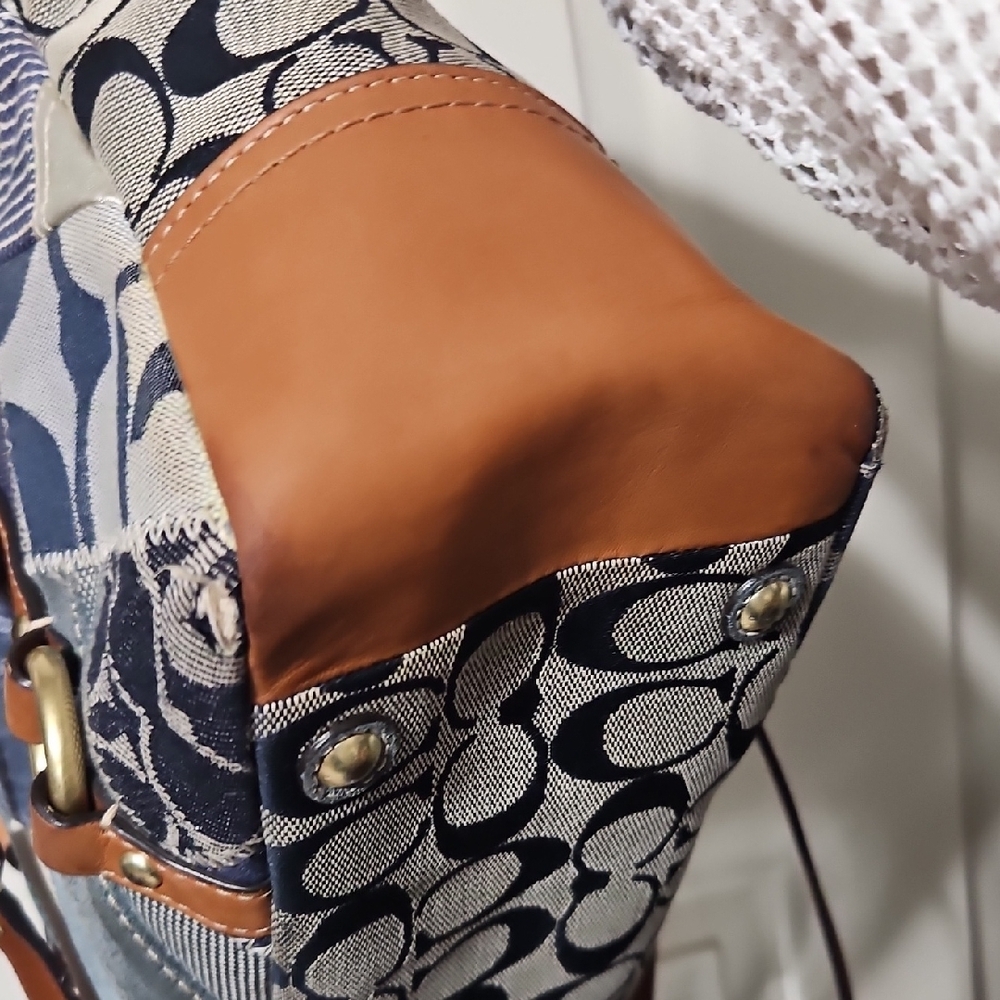 Coach EUC Denim Patchwork Tote - image 11